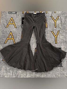 Black Dramatic Flare Panel Pants